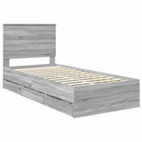 Bed Frame with Drawer Grey Sonoma 90 x 190 cm Engineer Wood 3411164