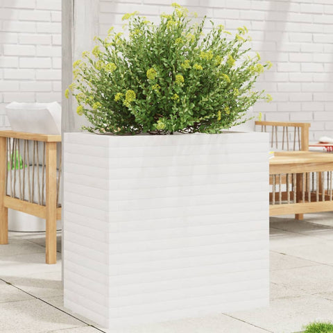 ZNTS Garden Planter White 70x40x68.5 cm Solid Wood Pine 3282485