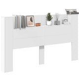 Storage Headboard with LED White Engineered Wood 3418683