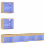 5 Piece TV Wall Units with LED Sonoma Oak Engineered Wood 3216699