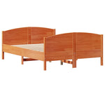ZNTS Bed Frame without Mattress Wax Brown 120x190 cm Small Double Solid Wood Pine 3301802