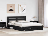 Bed Frame with Drawer Black Oak 140 x 200 cm Engineered Wood 3411965