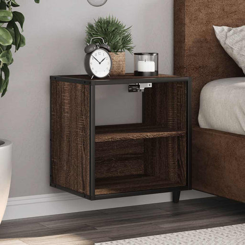 ZNTS Wall-mounted Bedside Cabinets 2 pcs Brown Oak 40x31x39.5 cm 848753