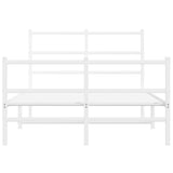 Metal Bed Frame without Mattress with Footboard White 120x190cm 355429