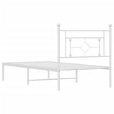 Metal Bed Frame without Mattress with Headboard White 90x200cm 374381