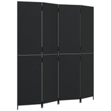 Room Divider 4 Panels Black Poly Rattan 365360