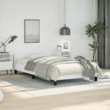 Bed Frame without Mattress White Twin Faux Leather 347526