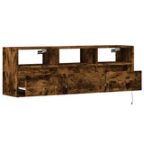 TV Wall Cabinet with LED Lights Smoked Oak 130x31x45 cm 852345