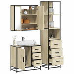 ZNTS 3 Piece Bathroom Furniture Set Sonoma Oak Engineered Wood 3301136