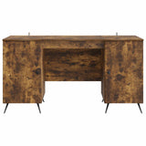 Desk with Shelf Smoked Oak 142.5 x 50 x 75 cm Engineered Wood 3414635