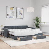 Daybed with Trundle and Drawers Dark Grey 90x190 cm Velvet 3197026