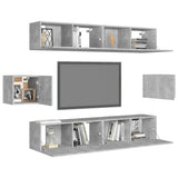6 Piece TV Cabinet Set Concrete Grey Engineered Wood 3079103