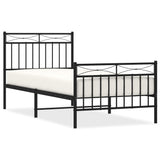 Metal Bed Frame without Mattress with Footboard Black 90x200cm 373702