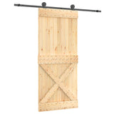 Sliding Door Natural and Black 90 x 210 cm Solid Pine Wood 3445001