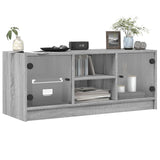 TV Cabinet with Glass Doors Grey Sonoma 102x37x42 cm 836376