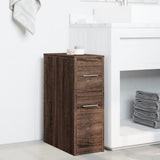Narrow Bathroom Cupboard with Wheels Brown Oak Engineered Wood 855283
