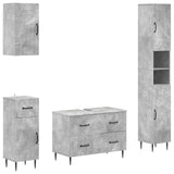 4 Piece Bathroom Cabinet Set HAARLEM Concrete Grey 3417939