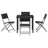 Garden Dining Set Folding 5 pcs Black Powder-Coated Steel 3379374