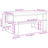 Coffee Table White 90 x 50 x 40 cm Engineered Wood 8000212