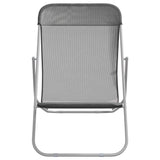 Folding Beach Chairs 2 pcs Grey Textilene&Powder-coated Steel 360190