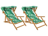 Deck Chair 2 pcs 3 Position Solid Eucalyptus Wood Leaf Pattern 3407816