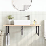Basin Shelf Wall Mounted Steel and Solid Wood Beech 3302517