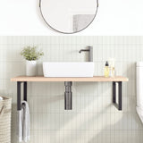 Basin Shelf Wall Mounted Steel and Solid Wood Beech 3302517