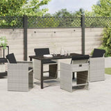 Garden Dining Set with Cushion 5 pcs Light Grey Poly Rattan 3379993