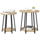 Side Table Set with Shelf 2 pcs Sonoma Oak and Black 869703