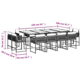 13 Piece Garden Dining Set with Cushions Light Grey Poly Rattan 3211583