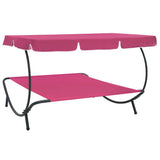 Outdoor Lounge Bed with Canopy Pink 313528