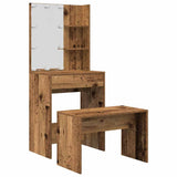 Dressing Table Set with LED Old Wood Engineered Wood 3329187