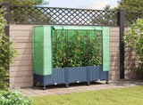 Garden Planter with Greenhouse Cover&Wheels 3 pcs Blue Grey PP 3423068