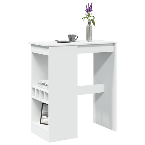 ZNTS Bar Table with Racks White 90x47.5x103.5 cm Engineered Wood 854337