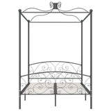 284482 Canopy Bed Frame without Mattress Grey Metal 120x200 cm