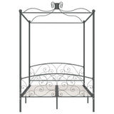 284483 Canopy Bed Frame without Mattress Grey Metal 140x200 cm