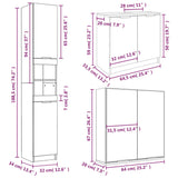 ZNTS 3 Piece Bathroom Cabinet Set High Gloss White Engineered Wood 3115880