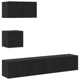 TV Cabinet Set Wall-mounted 3 pcs Black Oak Engineered Wood 3393139