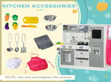 Toy Kitchen with Lights, Sounds, Apron and Chef Hat, Ice Maker, Microwave, for Ages 3-6 Years T3398P348126