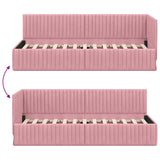 Corner Bed Frame with Headboard Pink 80 x 200 cm Velvet 42016249