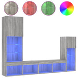 4 Piece TV Wall Units with LED Grey Sonoma Engineered Wood 3216652