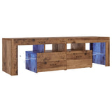 TV Cabinet with LED Lights Old Wood 140x36.5x40 cm Engineered Wood 856303