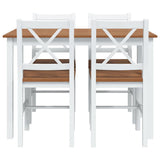 5 Piece Dining Set Brown and White 240884