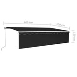 Manual Retractable Awning with Blind&LED 6x3m Anthracite 3069364