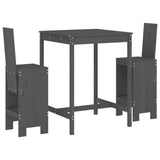 3 Piece Garden Bar Set Grey Solid Wood Pine 3157765