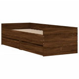Bed Frame with Drawers without Mattress Brown Oak 100x200 cm 3207342