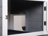 Wooden 2-Tier Rabbit Hutch w/ Tray Ramp Grey T3398P548566