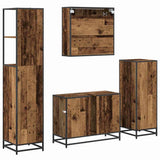 Bathroom Furniture Set with Door 4 pcs Old Wood Engineered Wood 3402336