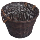 3 Piece Stackable Firewood Basket Set Dark Brown Willow 286986