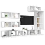 7 Piece TV Cabinet Set White Engineered Wood 3078717